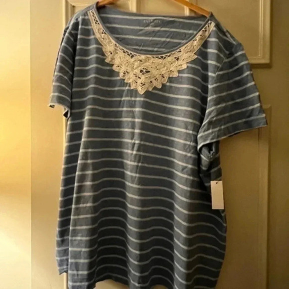Talbots Tops - Talbots Cornflower Blue and White Striped Shirt.  Size 3x.  Brand New